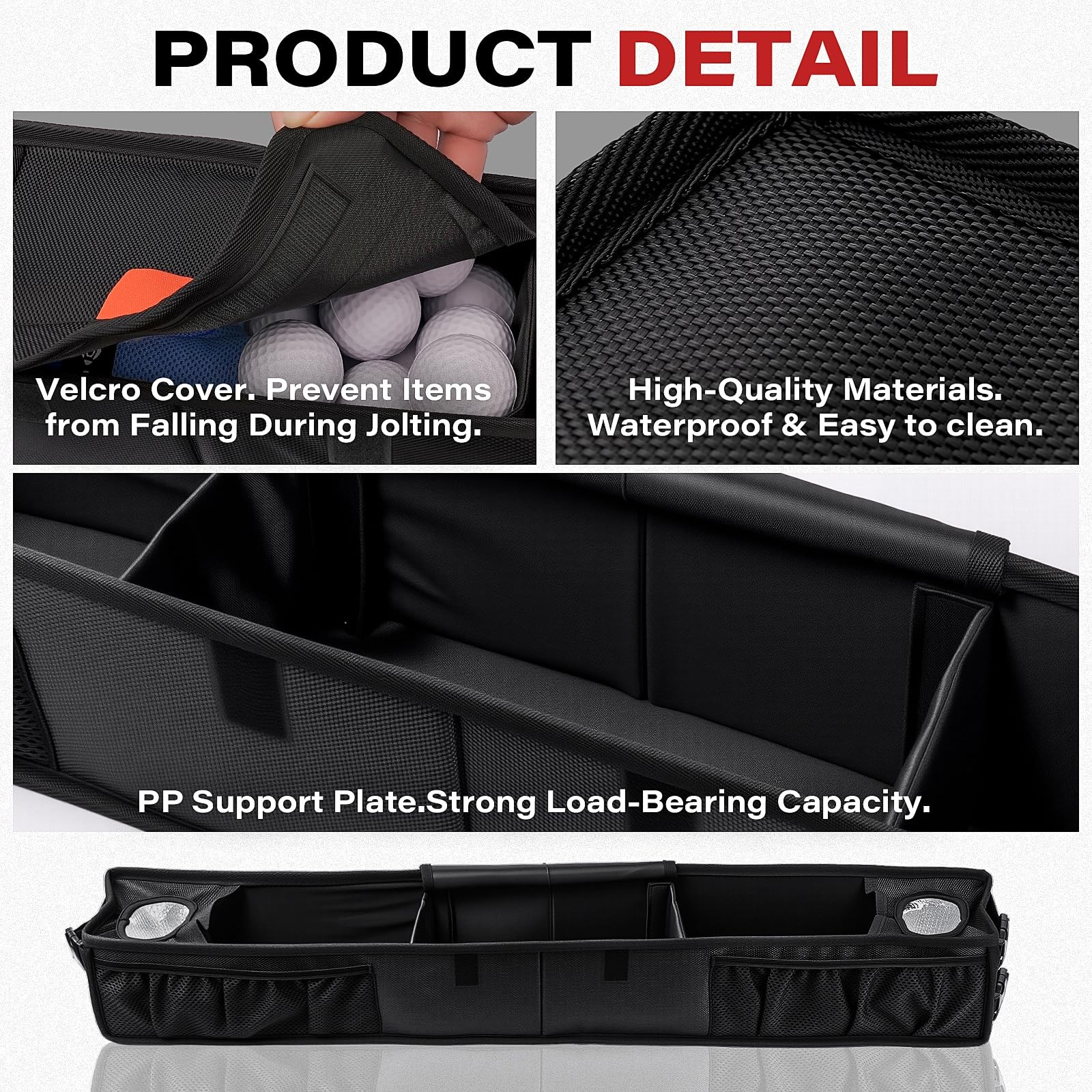 Golf Cart Storage Basket, No-Drilling Front Standard, Black