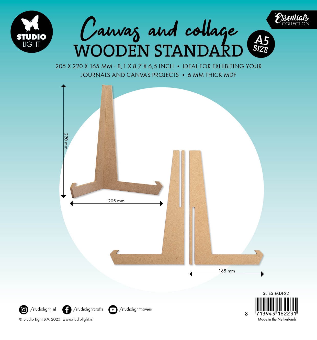 Studio Light Journal & Canvas Wooden Stand A5, SL-ES-MDF22