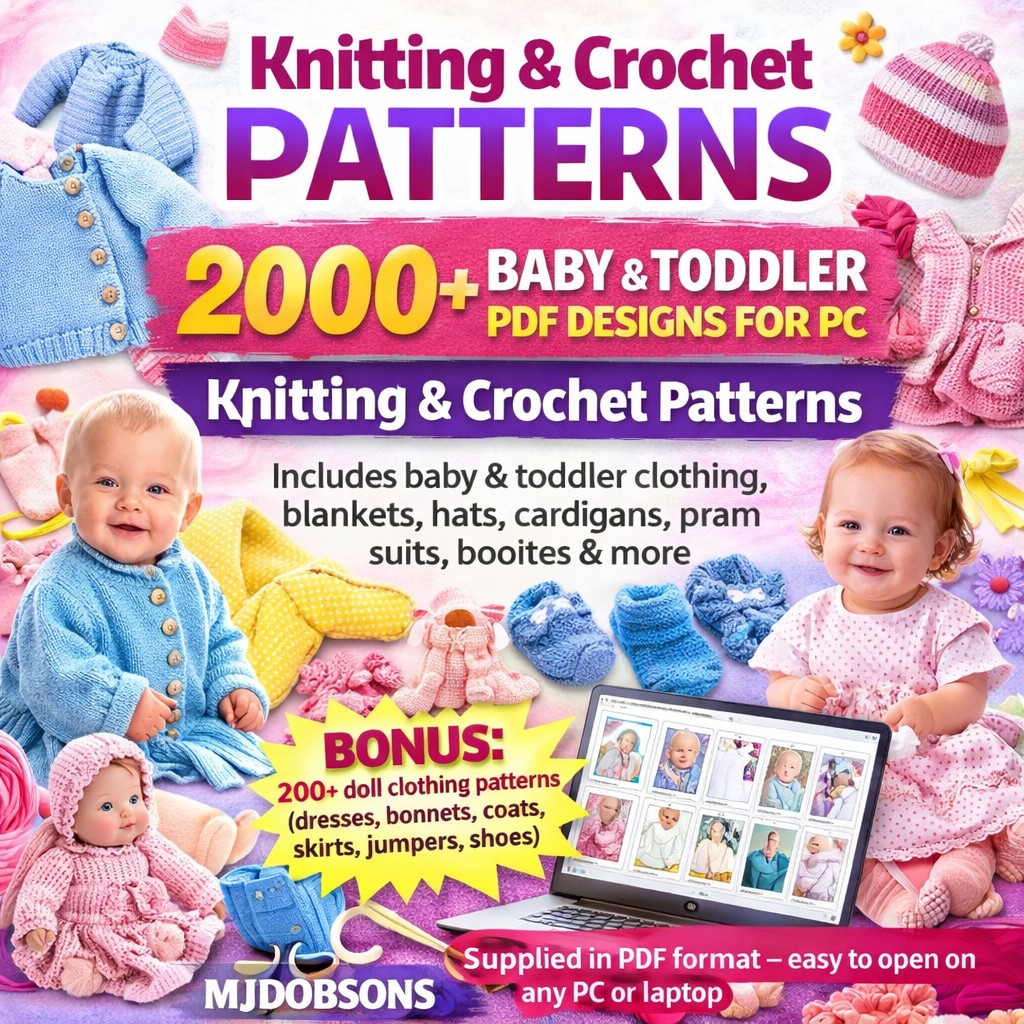 Knitting Crochet Patterns Baby Toddler Children's Doll Clothing  FREE POST