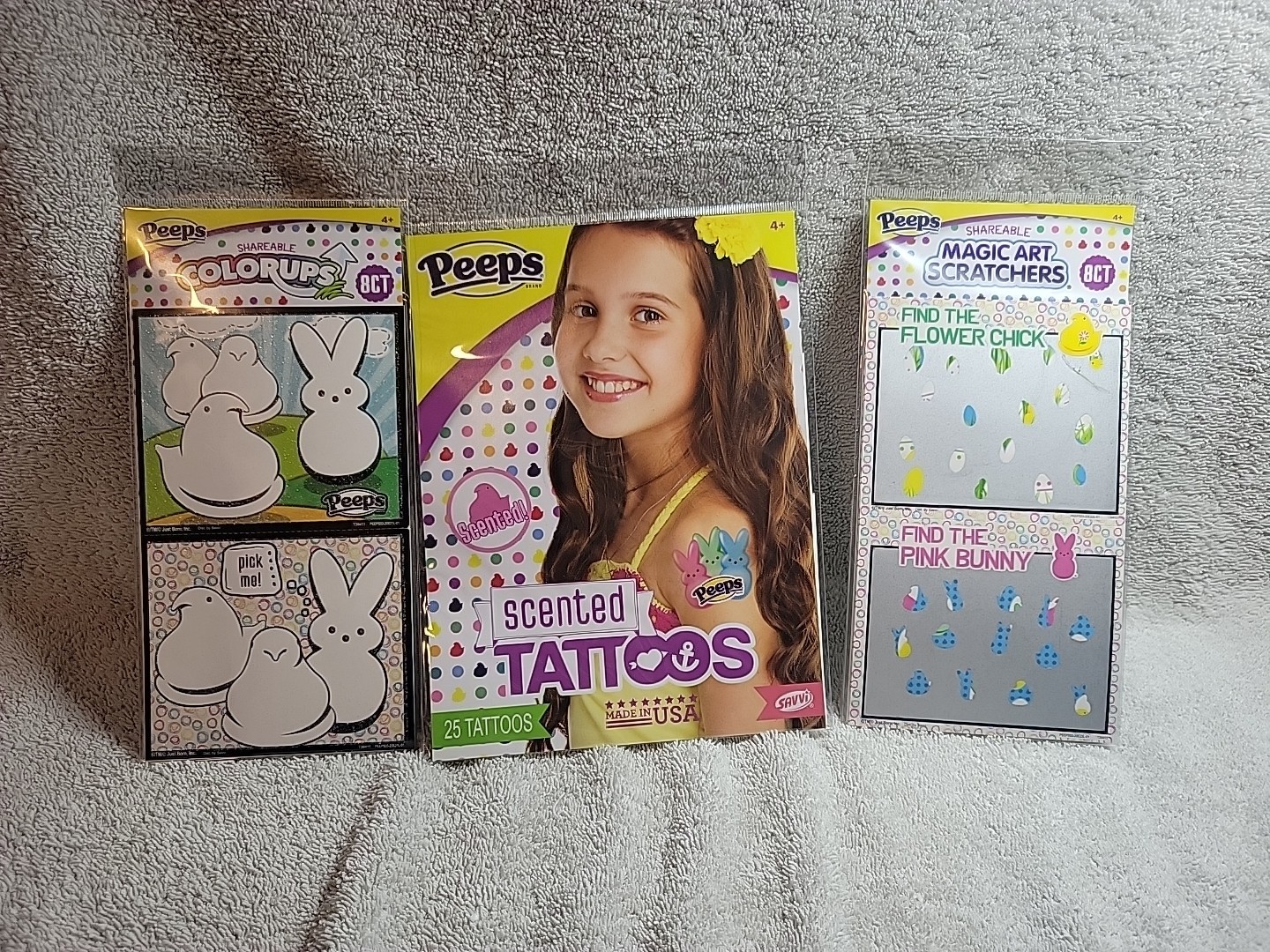 Savvi Just Born PEEPS Scented Tattoos 25 Count NIP + 2 extra peeps shareables.