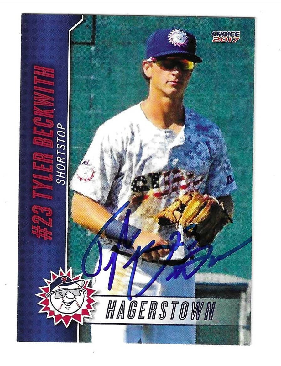 Tyler Beckwith Signed 2017 Hagerstown Suns Team Issued Card Nationals