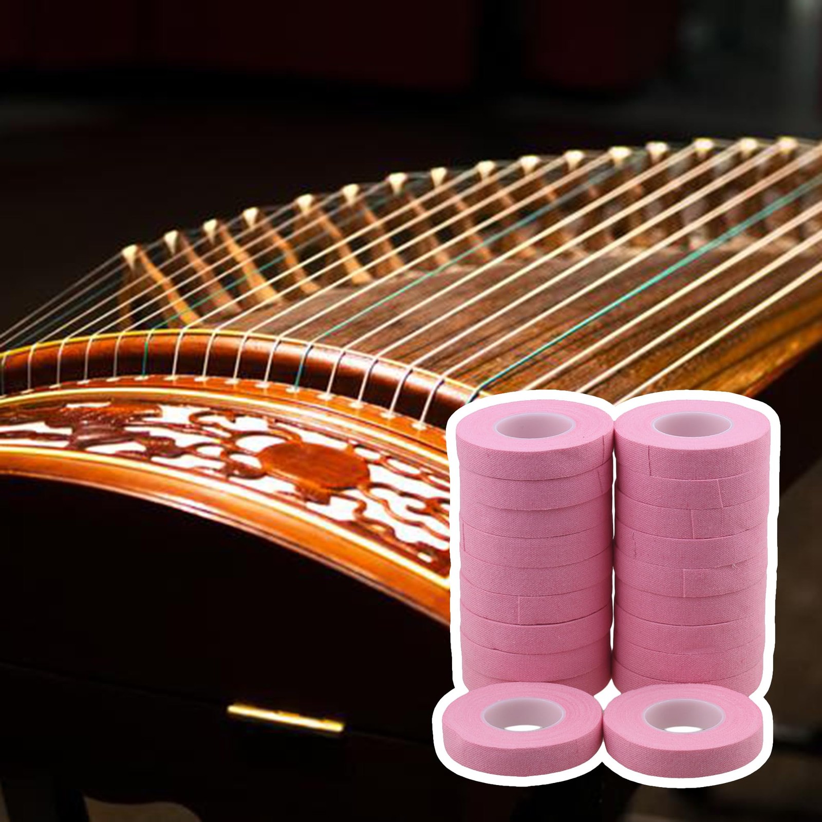 20 PCS Pink Finger Adhesive Tape 5 Meter Length For String Instruments