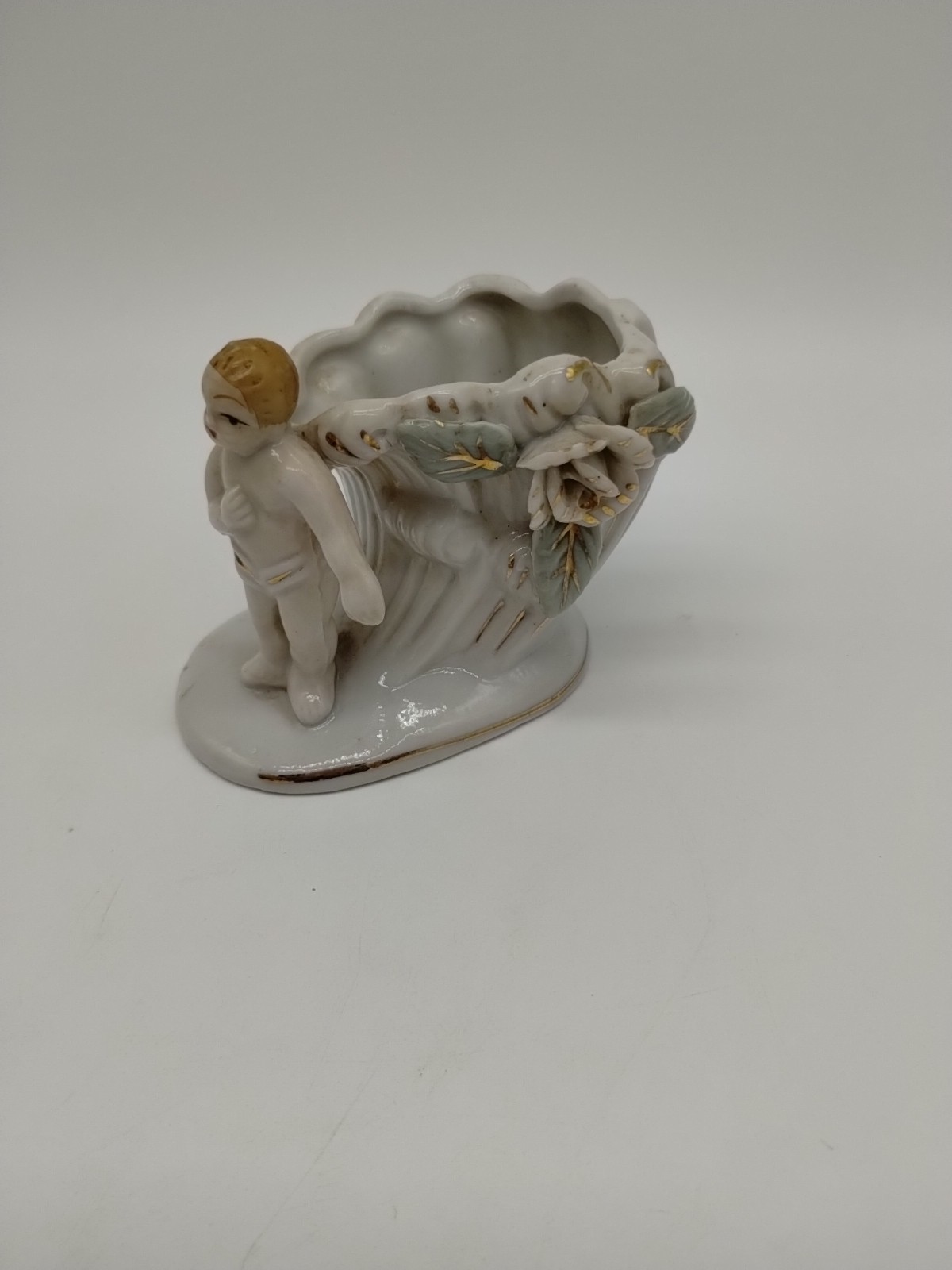 Small Cherub Porcelain Planter Vase Made In Japan 2.5 Inches Tall