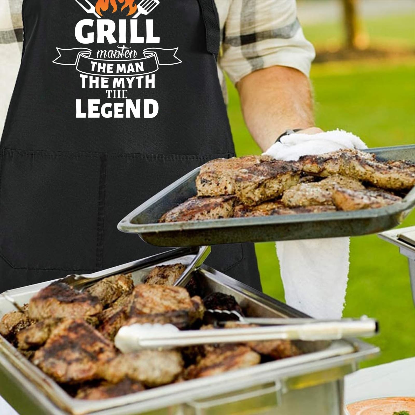 Funny Black Chef Aprons for Men Adjustable BBQ Grill Kitchen Cooking Aprons w...