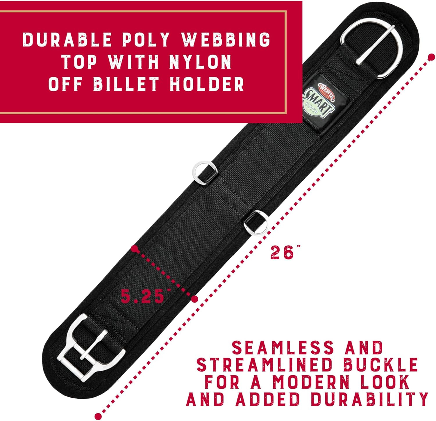Felt Lined Straight Smart Cinch, 26-Inch, Black