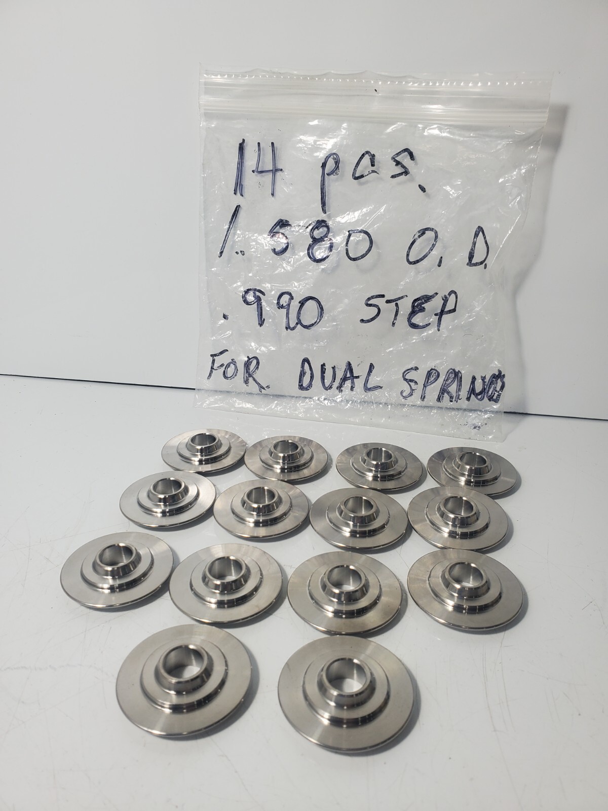 14 PCS Steel Valve Spring Retainers 1.580 O.D. .990 Step