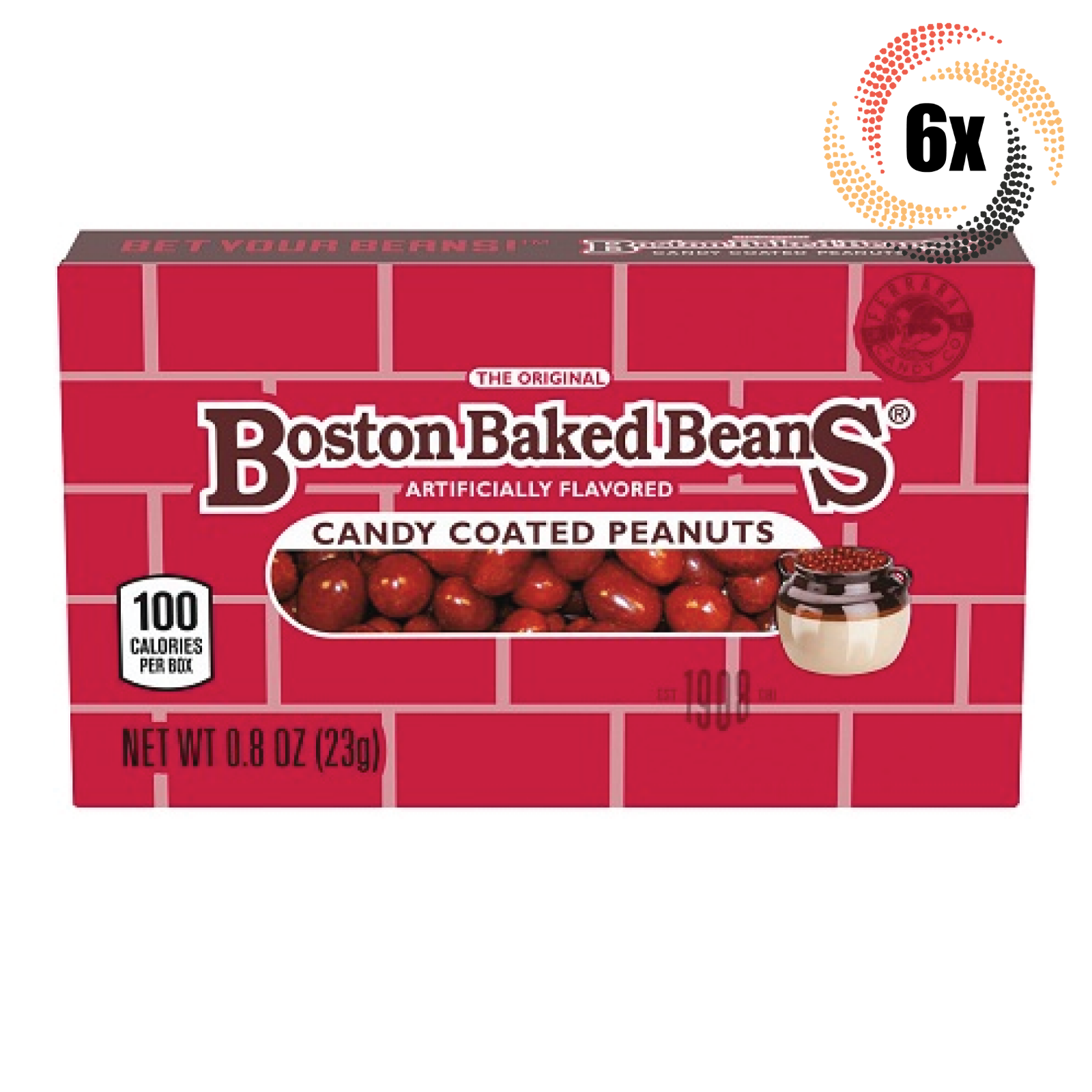 6x Packs Boston Baked Beans The Original Candy Coated Peanuts Candy | .8oz