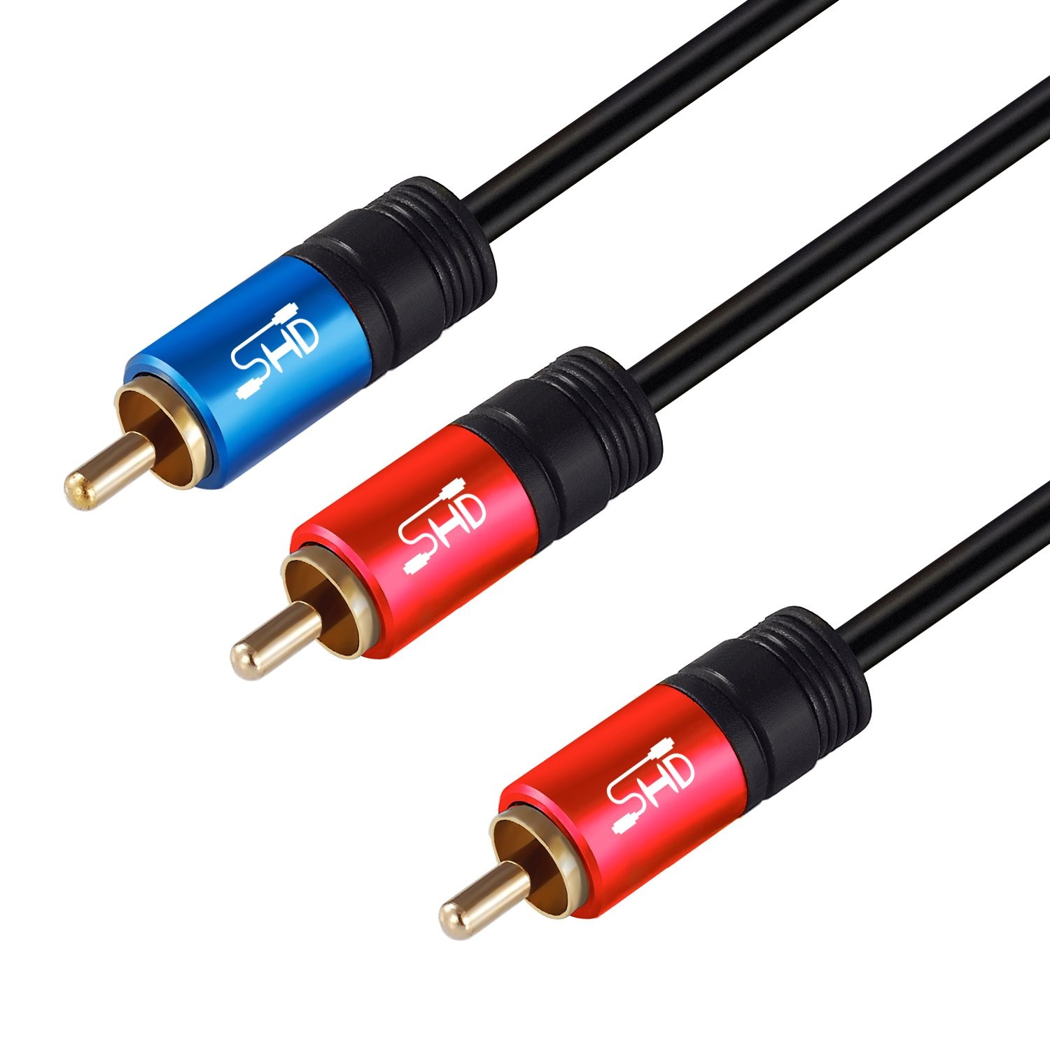 SHD RCA to 2RCA Subwoofer Cable Audio 1RCA 6Feet, Gold