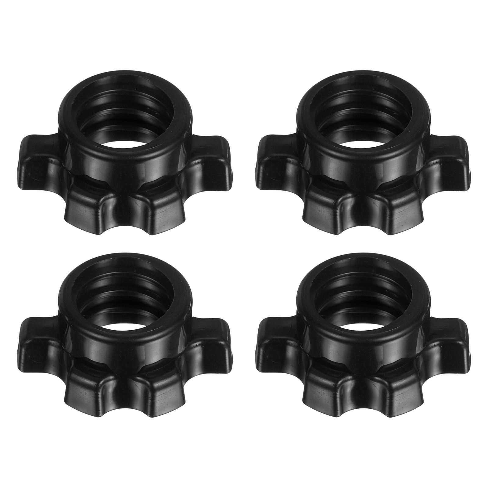 4pcs Dumbbell Collars, Barbell Spin Lock Hex Nuts Anti Slip Weight Clip, Black