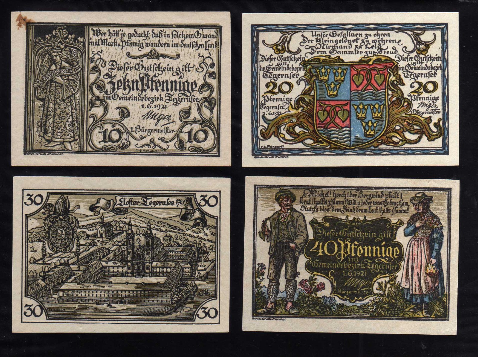 TEGERNSEE -  GERMANY NOTGELD -  10, 20, 30, 40 PFENNIG