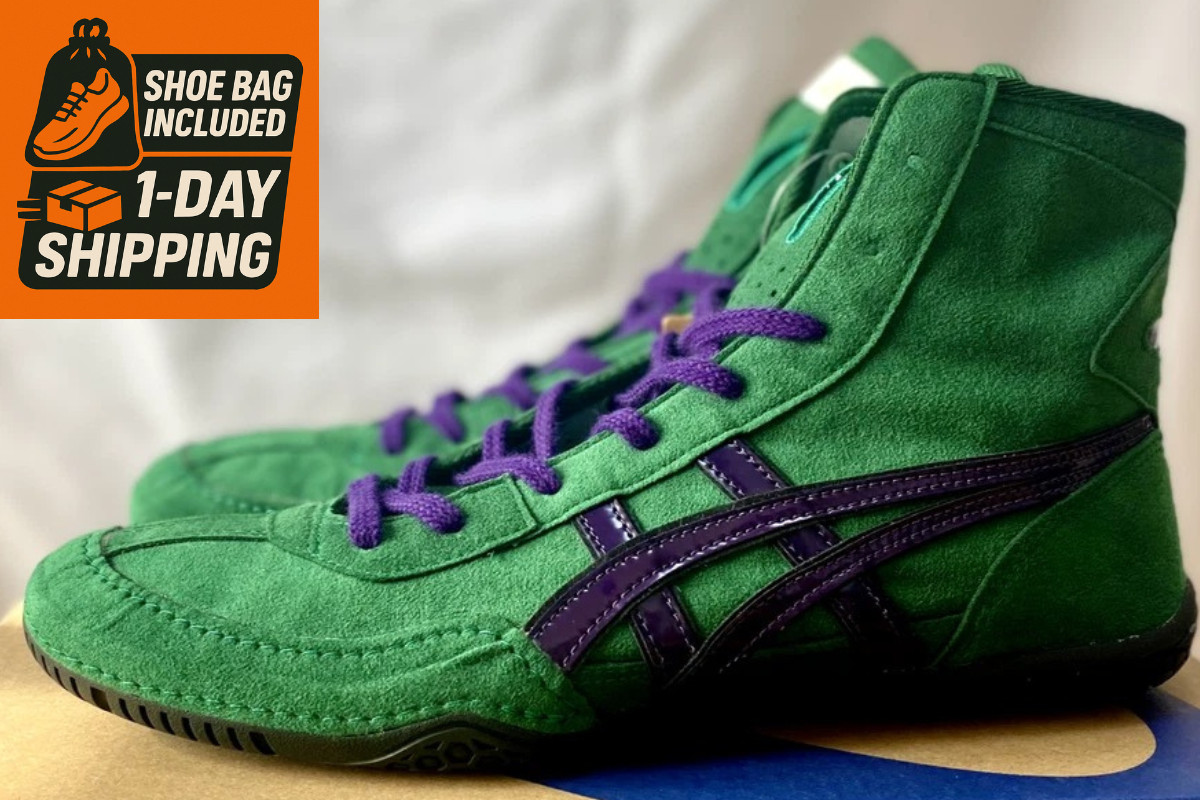 Opt Laces Purple : Asics Wrestling Shoes EX-EO  1083A001 Green x Purple x Black