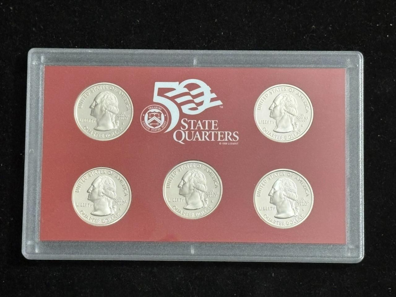 2004-S Statehood Quarter SILVER 5 Coin Proof Set In Original Mint Plastic NO COA