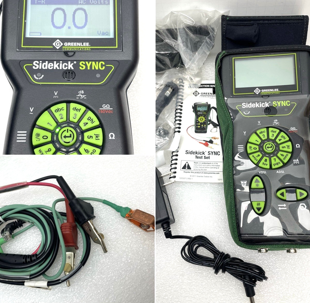 GREENLEE SIDEKICK SYNC 1160-1000 CABLE TESTER METER TOOL TESTED NEED NEW BATTERY