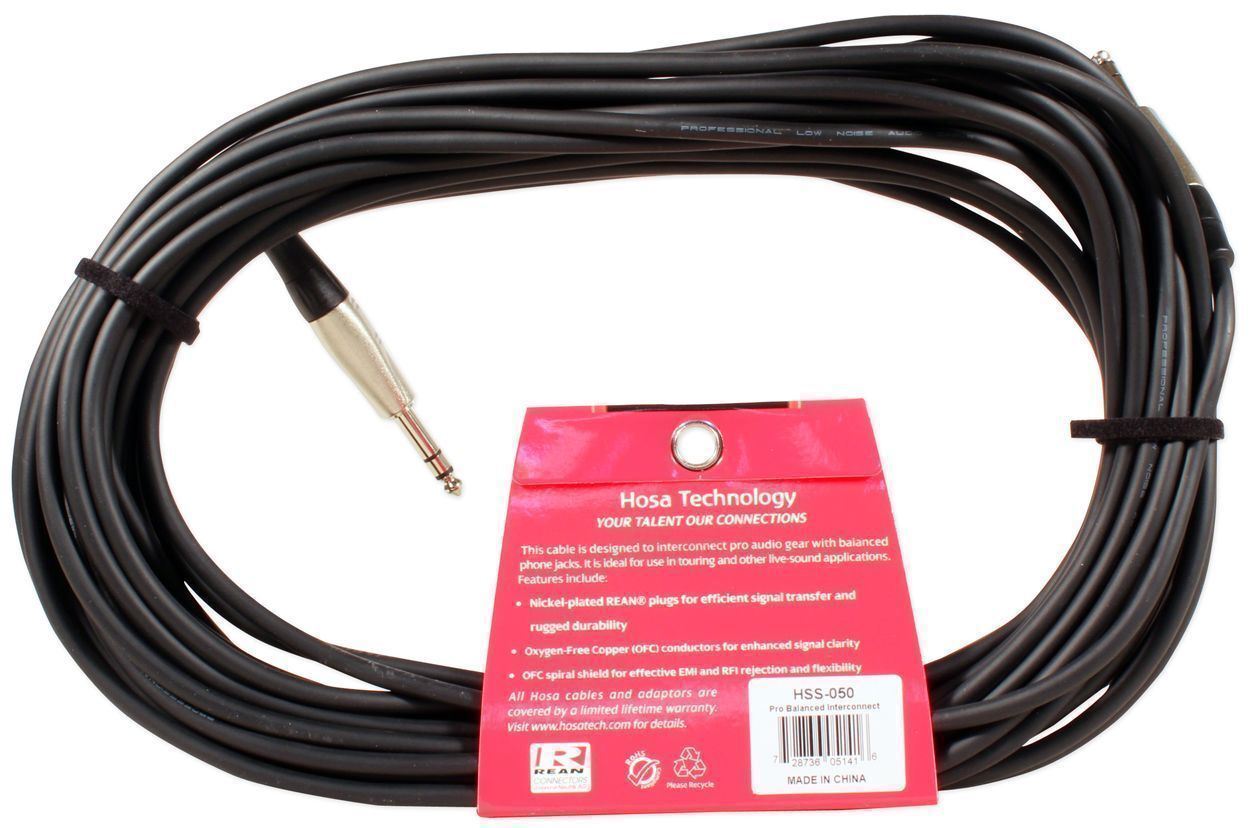 Brand Hosa HSS-050 1/4" TRS 50ft Balanced Pro Interconnect Audio Cable
