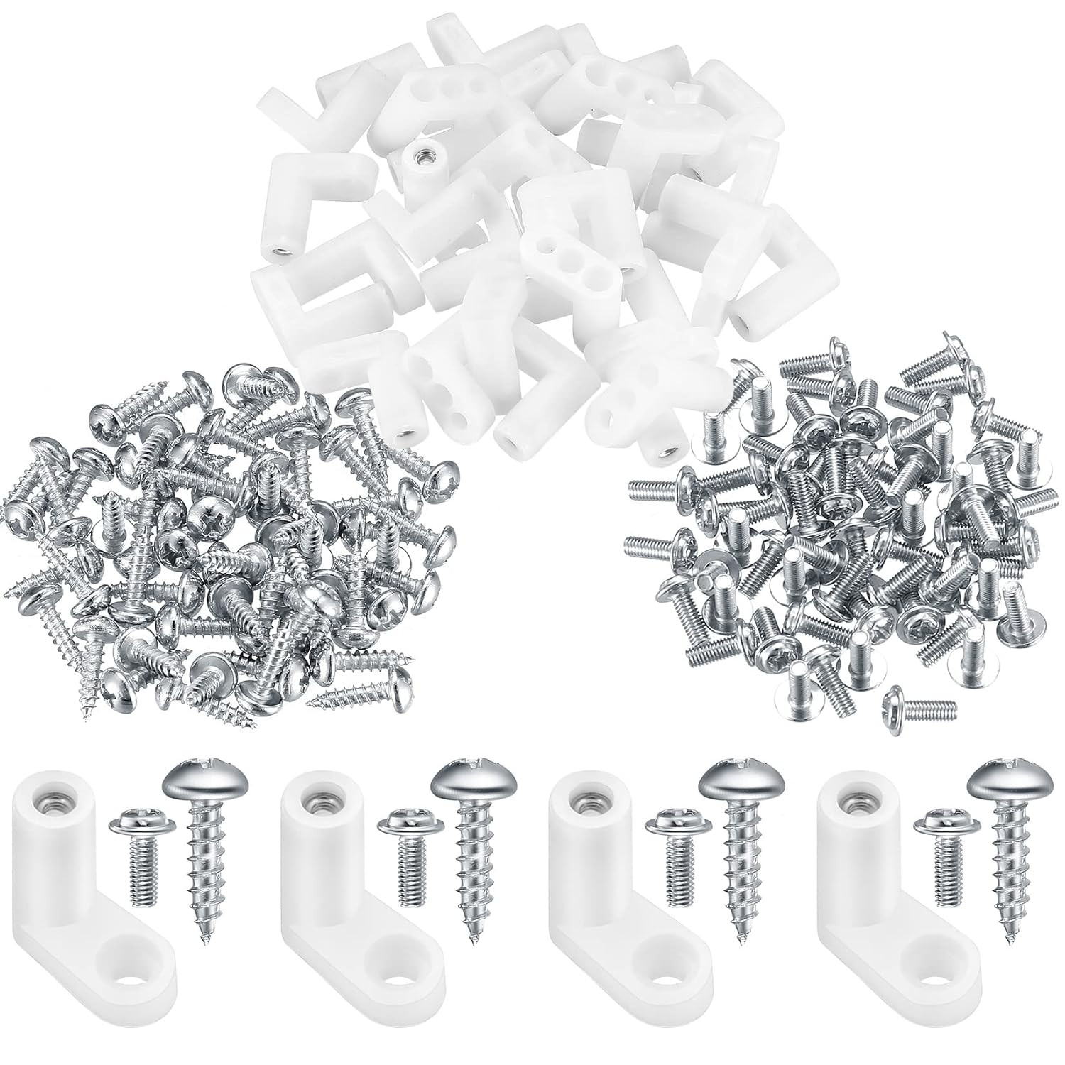 60 Pcs White L Shape PCB Mounting Feet with Screws for Circuit Boards