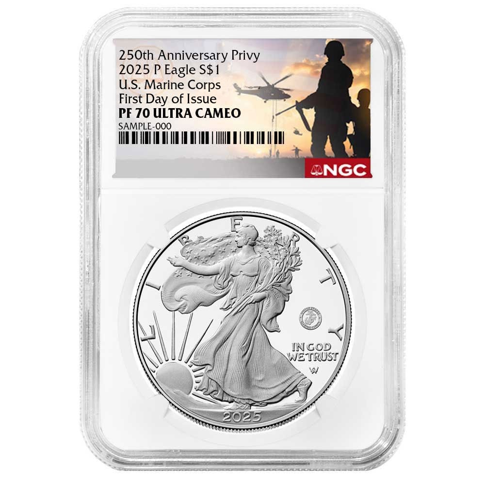 2025-P Proof $1 American Silver Eagle Marine Corps Privy NGC PF70UC FDI