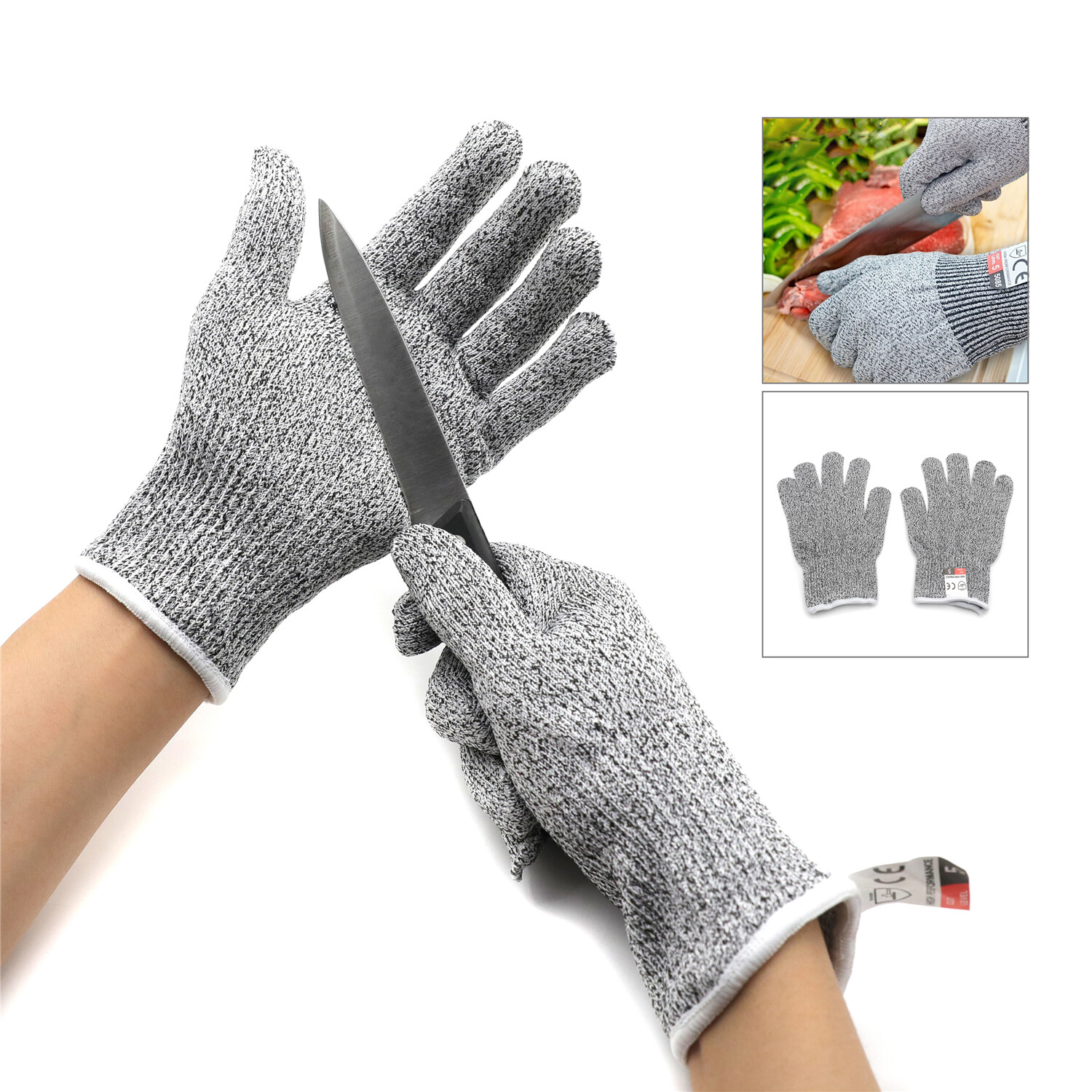 1Pair M Cut Resistant Working Gloves Level 5 Protection Resistant Abrasion Food