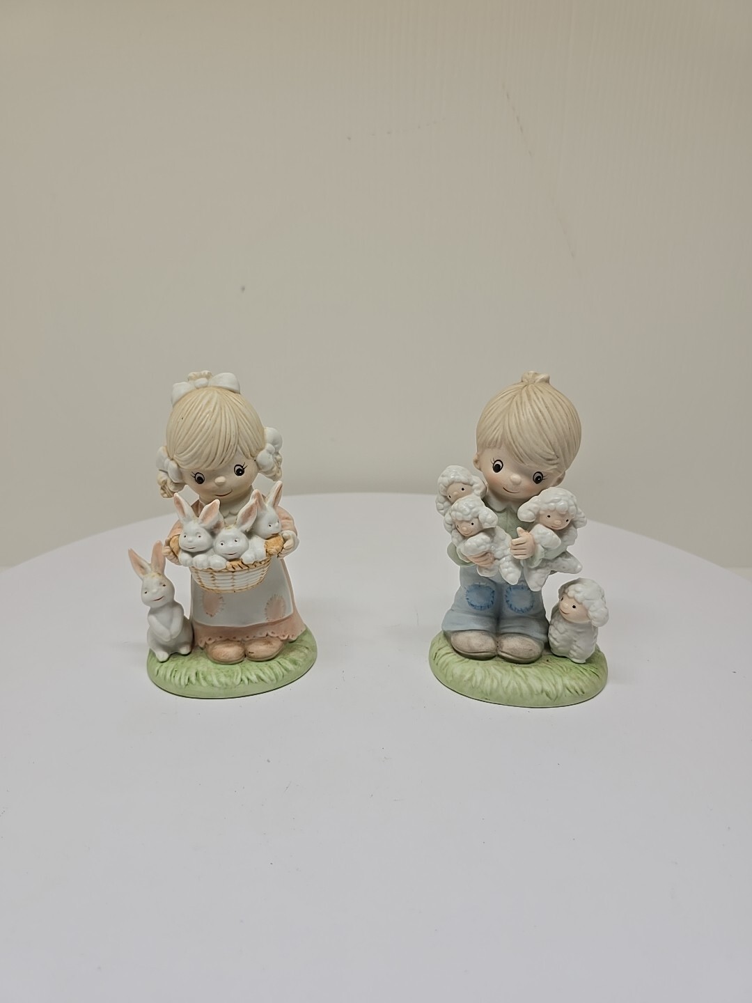 Homco Set Boy with 4 Lambs And Girl With 4 Rabbits 5" Tall D33