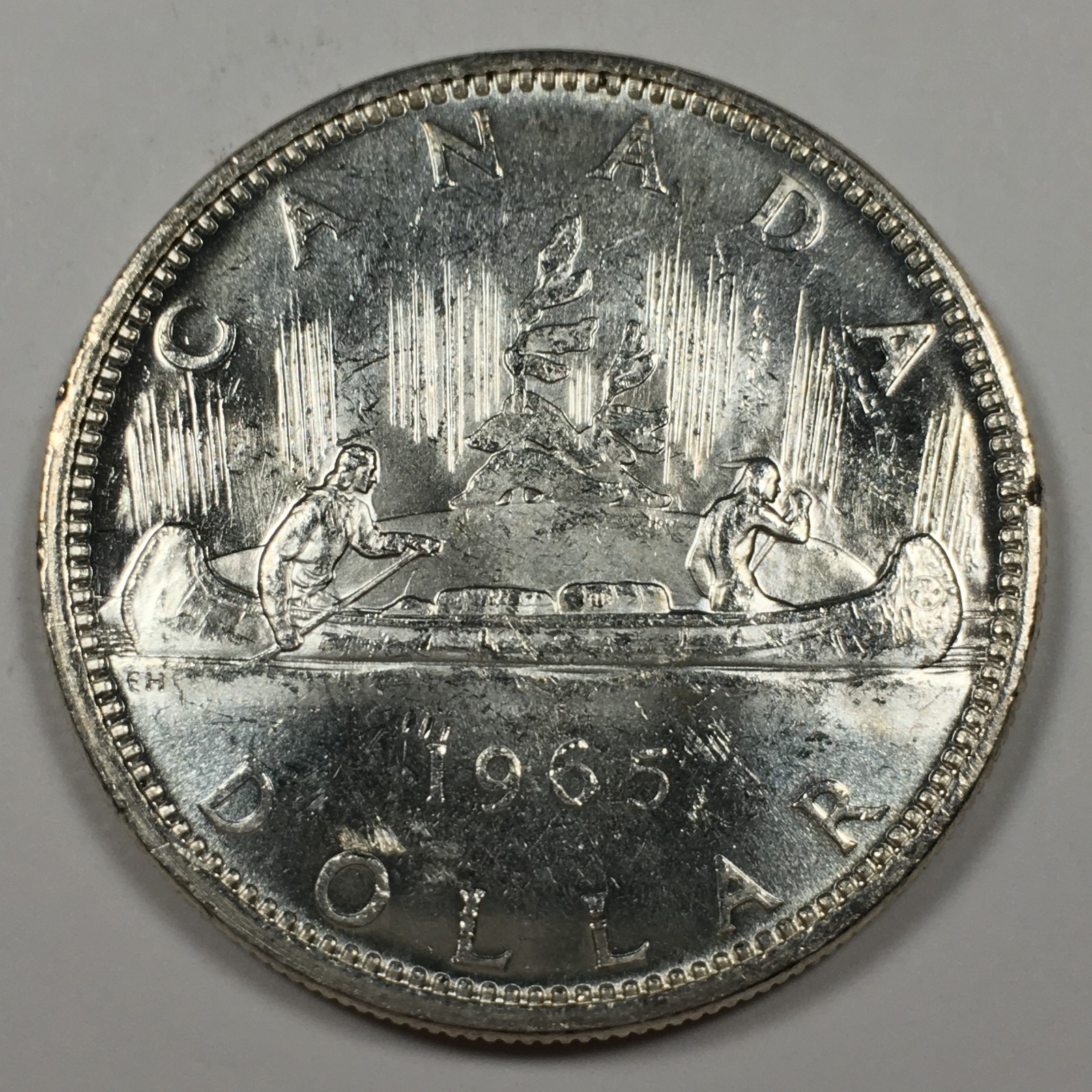 1965 Canada 1 80% Silver Dollar - Mint State (MS) KM#64 0.6 ASW - 8235-SF