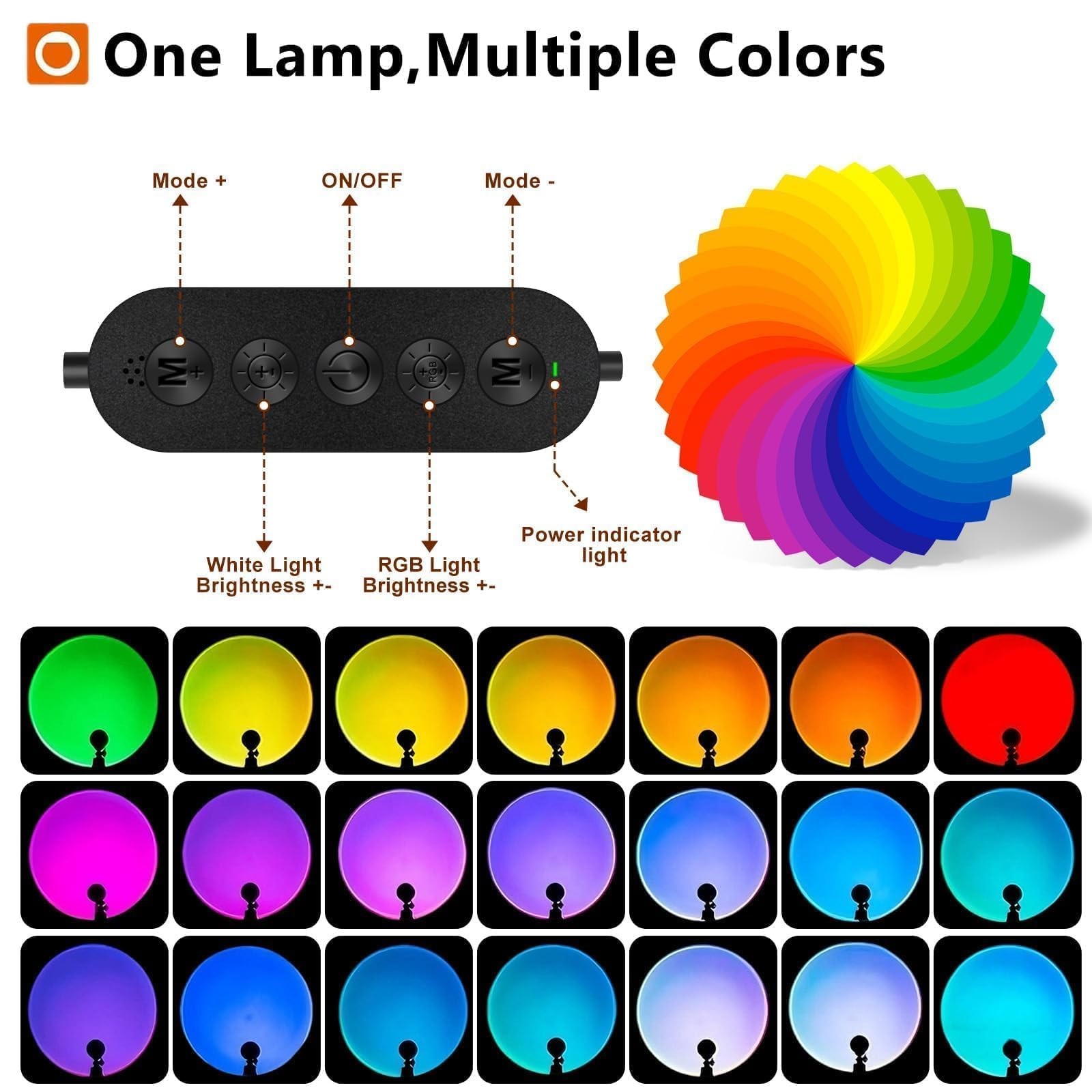 Sunset Lamp with App Control – 360° Rotatable Multicolor Sunset Projector, 16...