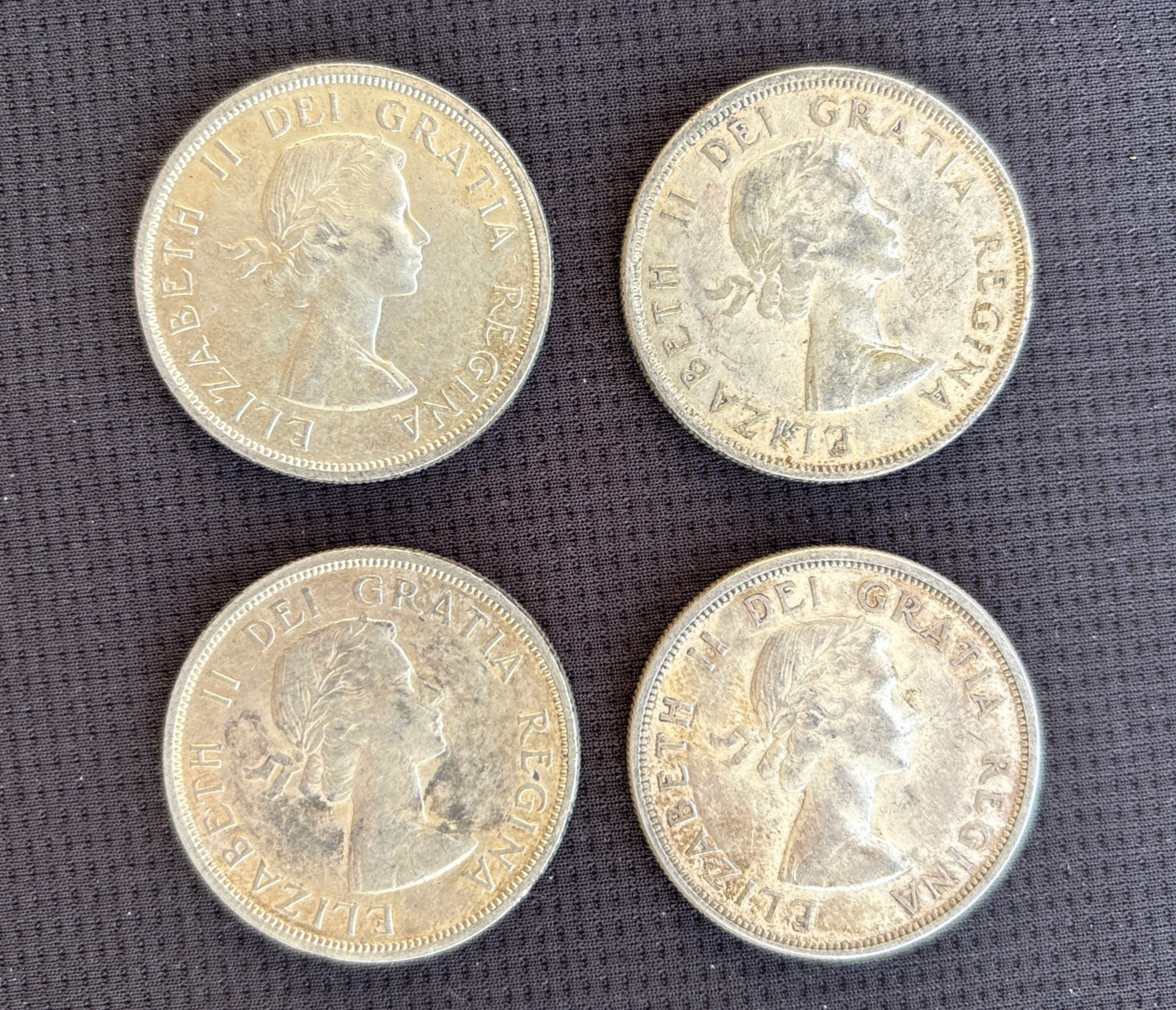 Lot of 4 1959 Canadian Silver Dollars