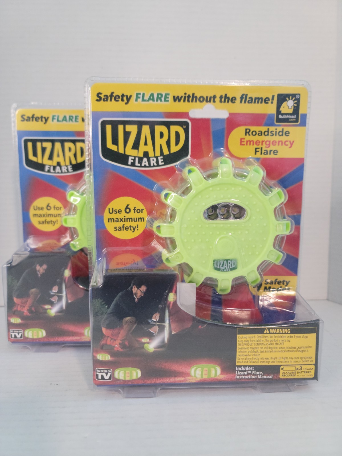 SALE! New LIZARD FLARE Bulbhead LED ROAD HAZARD AUTO SAFETY FLARE 2pk