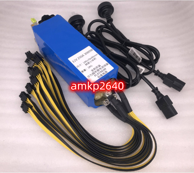 FOR 1pcs modified 12V 250A 3000W high-power graphics card power supply 10*6PIN
