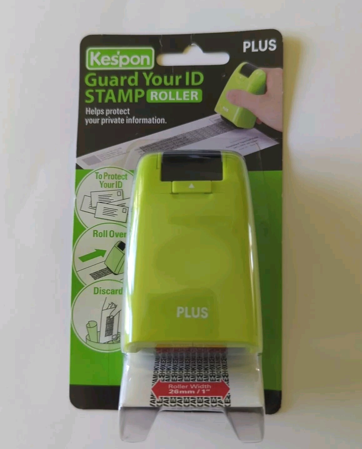 Guard Your ID Stamp Mini Roller Lime Green w/Black Ink  Protect You Information