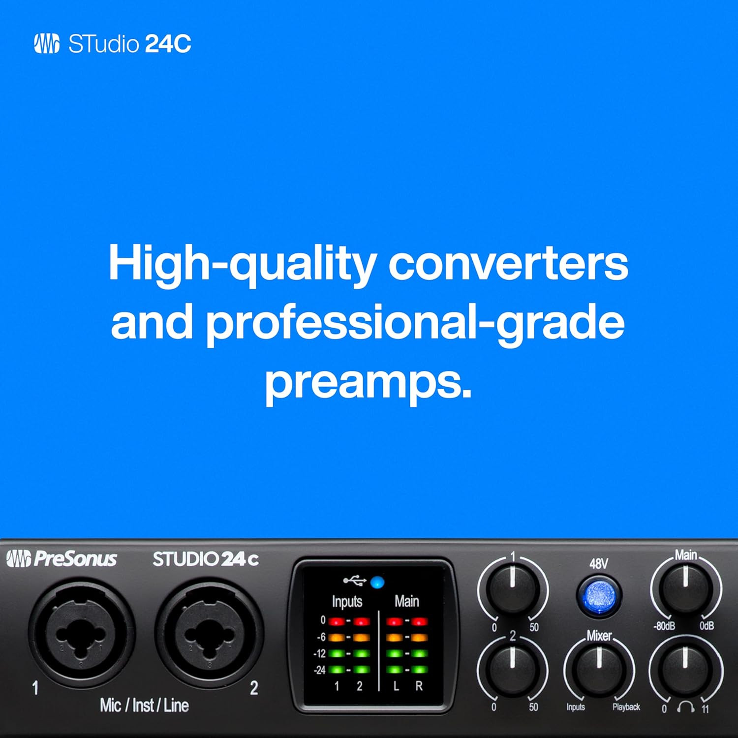 Studio 24C 2X2, 192 Khz, USB Audio Interface with Studio One DAW Recording Softw