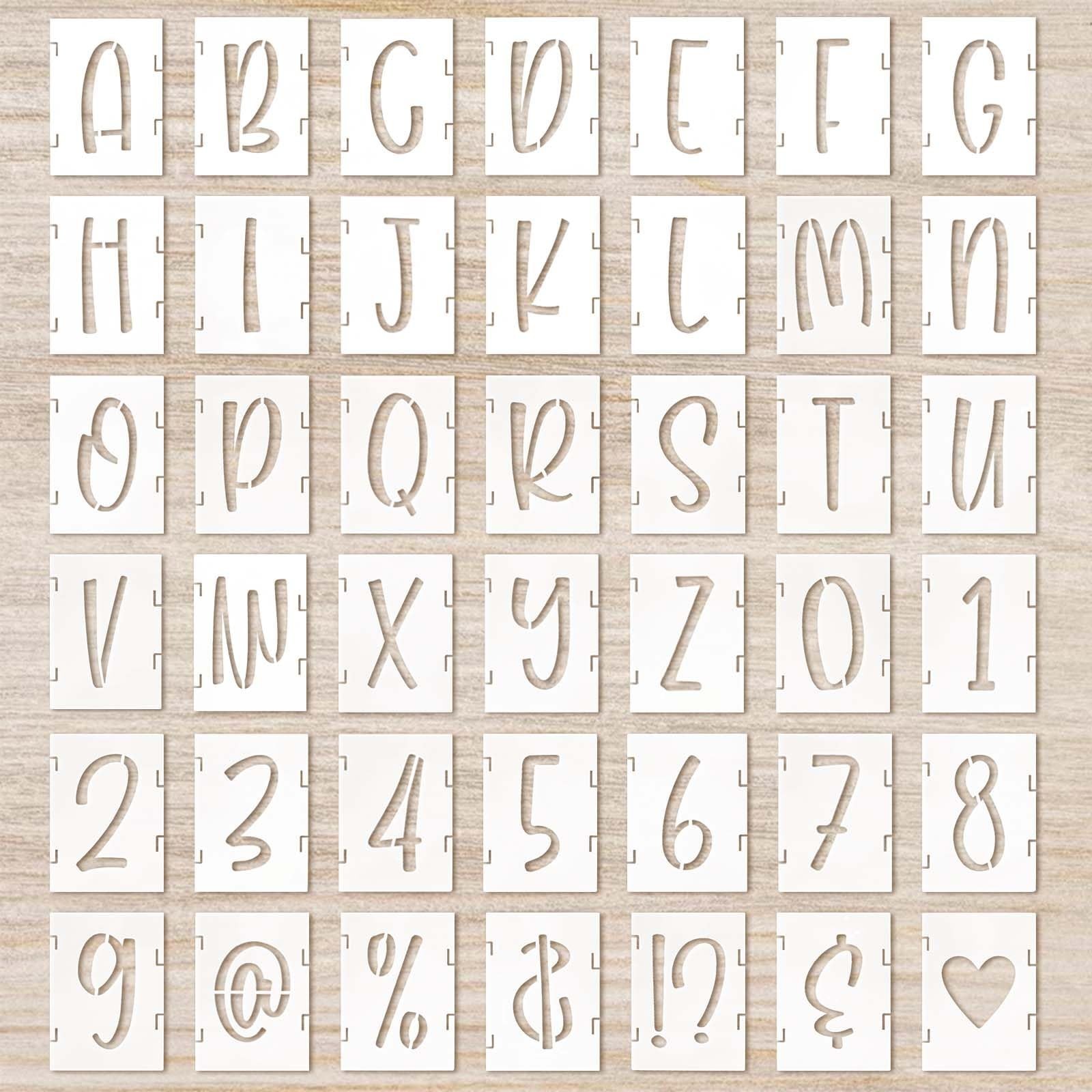 Letter Stencils 1 Inch Cursive Stencil Letters Number Template 42 Pcs Letter ...