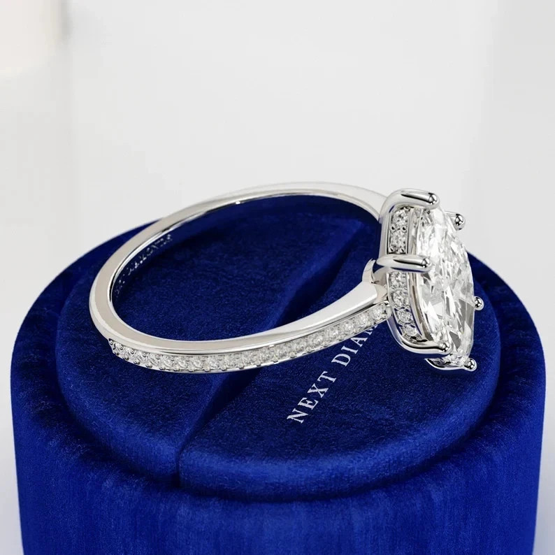 3.10 Ct Moissanite Marquise Cut Prong Setting Wedding Engagement Ring