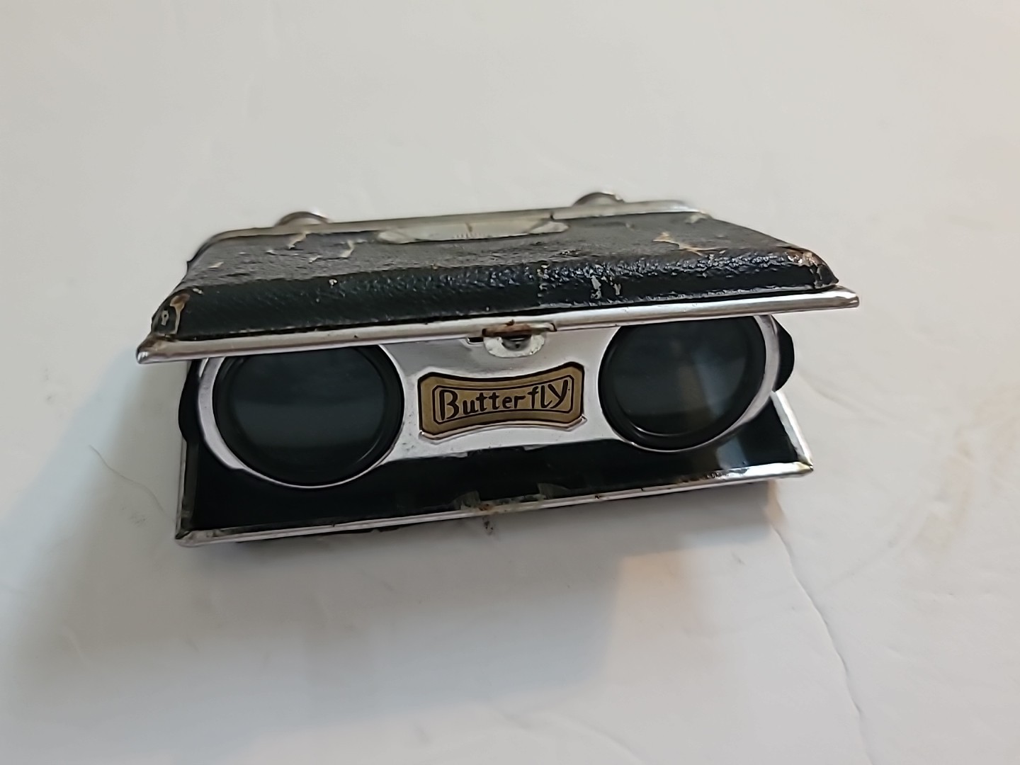 Vintage Butterfly Folding Opera Glasses 3X Coated Black Color
