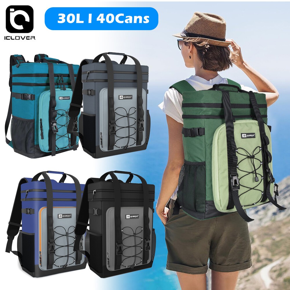 40Cans Leakproof Backpack Cooler Soft Insulated Bag Ice Chest Lunch Box w Handle