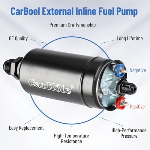 Universal Electric External Inline Fuel Pump, 12V 300LPH High Flow Rate, with
