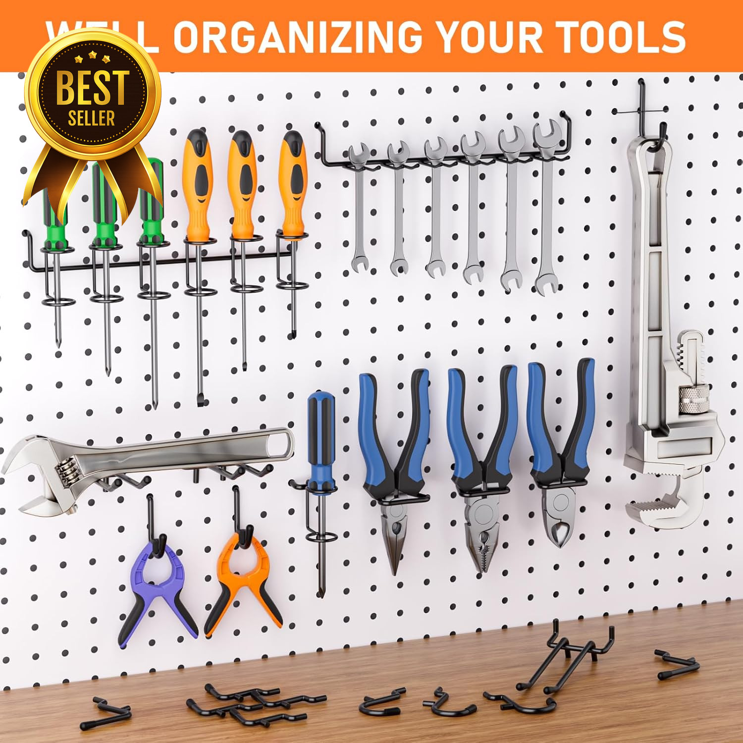 176PCS Heavy Duty Pegboard Hooks Kit with Peg Locks Black