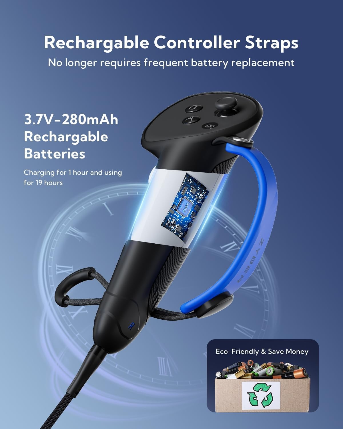 ZYBER Charging Controller Grip for Meta Quest 3S, Compatible with Quest 3 Contro