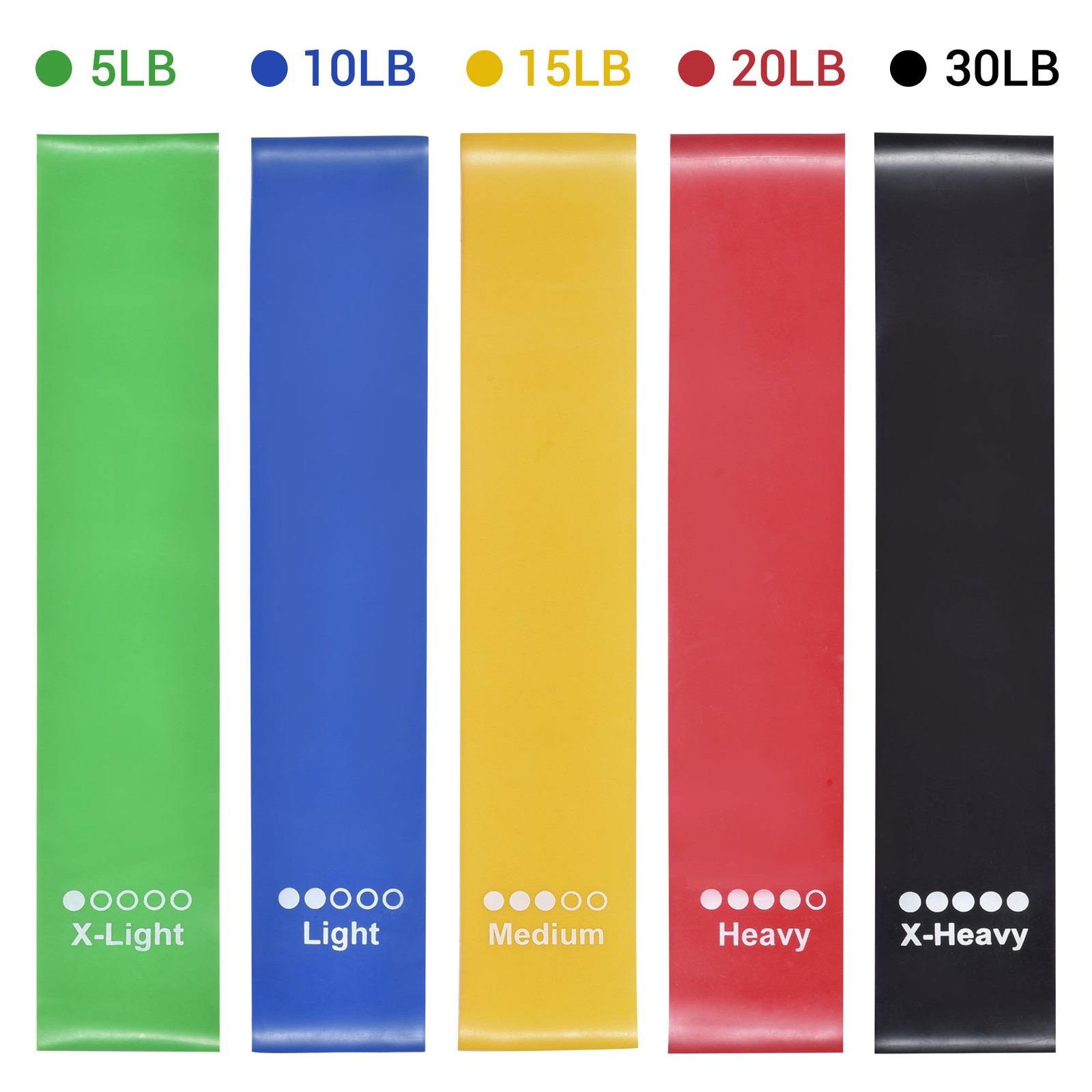 5-Pack Resistance Bands Set - 5 Levels for Workout