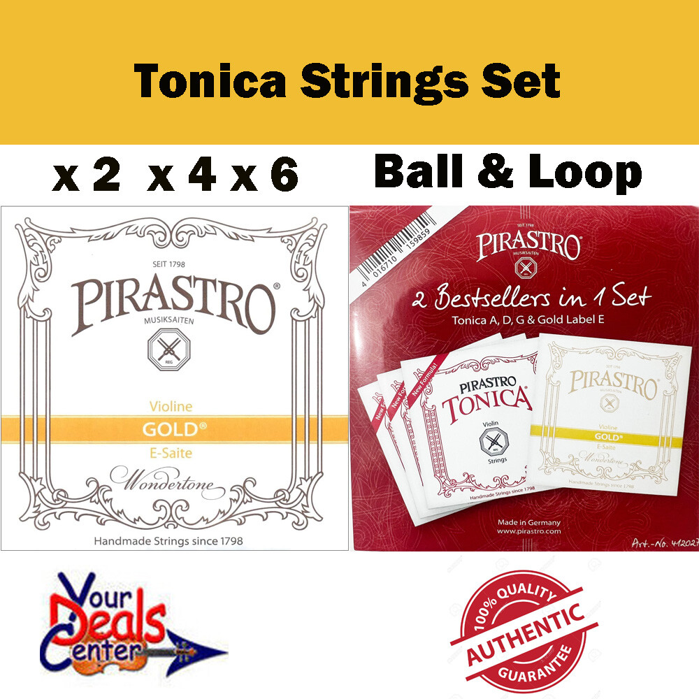 Pirastro Tonica Violin Strings Gold Label E Set Ball and Loop E 2024 Special