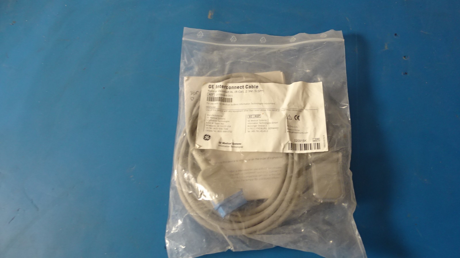 GE Interconnect Cable Nellcor OxiSmart XL (RCall), 2.9M (9.5FT) REF 2006644-001