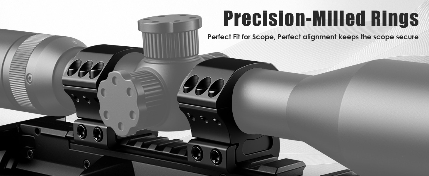 2Pcs 30mm Diameter Precision Scope Rings Mount for 20mm Rail Medium Profile