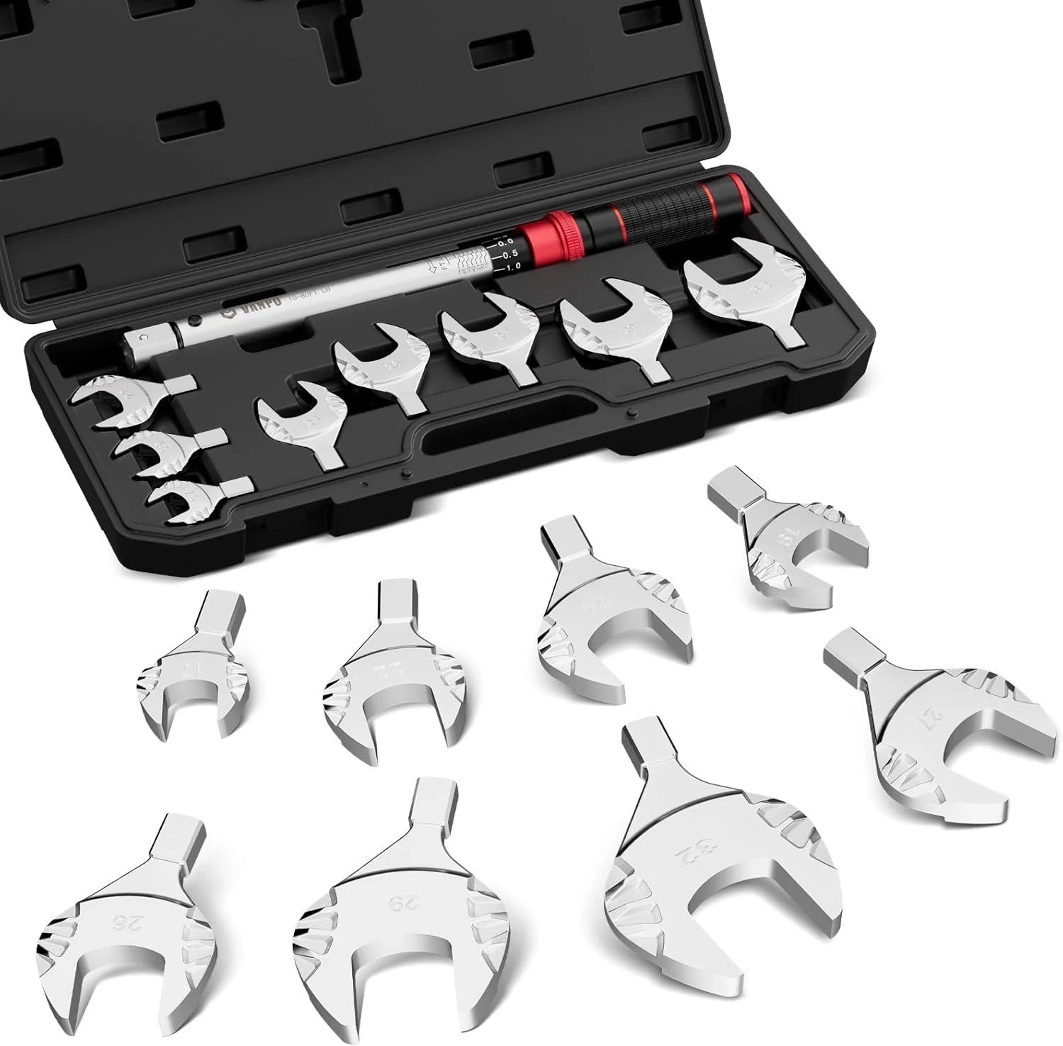 HVAC Torque Wrench 10–80 Ft-lb, 9×12mm, Adjustable Click Torque Wrench with Open
