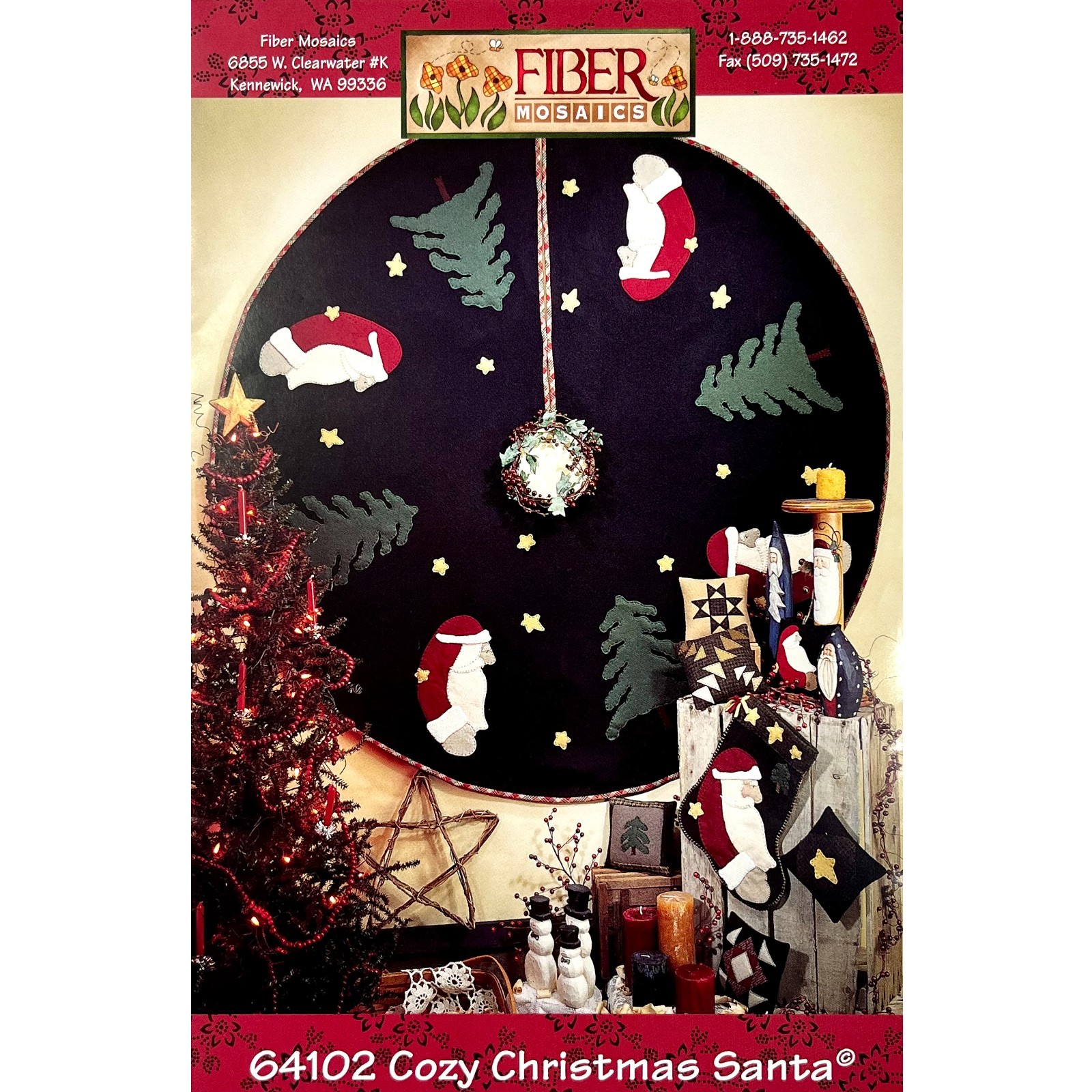 Cozy Christmas Santa Tree Skirt and Stockings PATTERN by Fiber Mosaics #64102