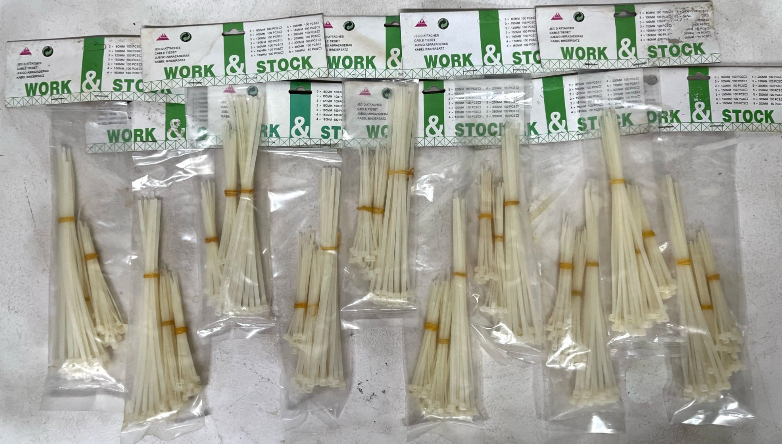 ZIP TIES CABLE TIES 600 - NEW VARIETY PACKS - 4" - 4 1/2" - 7 1/2" - 200 OF EACH