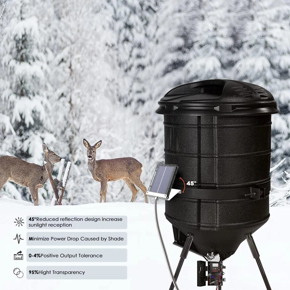 6-Volt Solar Panel for Deer Feeder with an Adjustable Mounting Bracket and Allig
