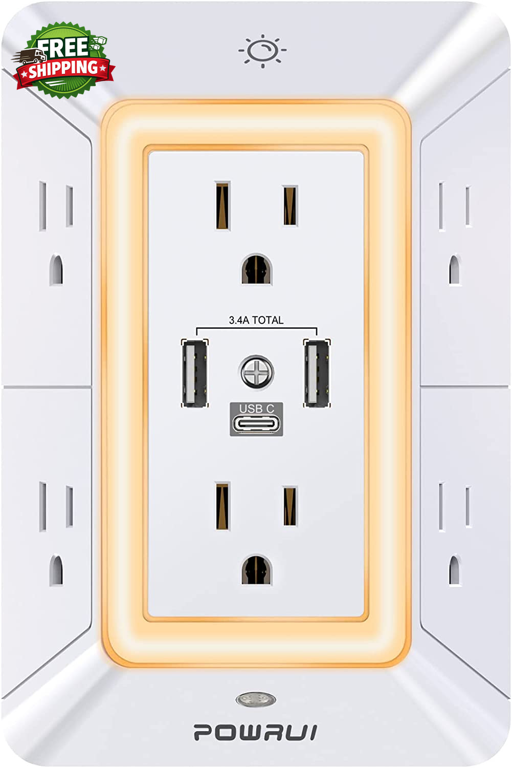 Multi Plug 6 Outlet Surge Protector Extender with 3 USB Ports 1 USB C