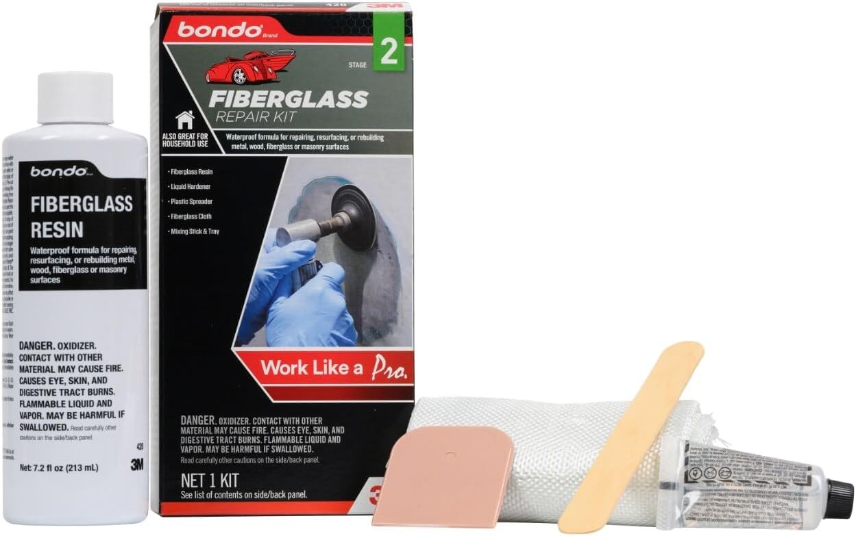 Kit De Reparacion De Resina De Fibra De Vidrio 0.45 Pintas Para Automoviles