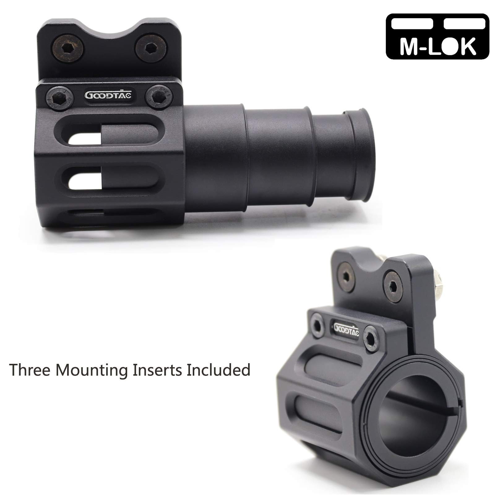 Offset Flashlight Ring Mount for Mlok Rail-3 Mounting Inserts Included Black