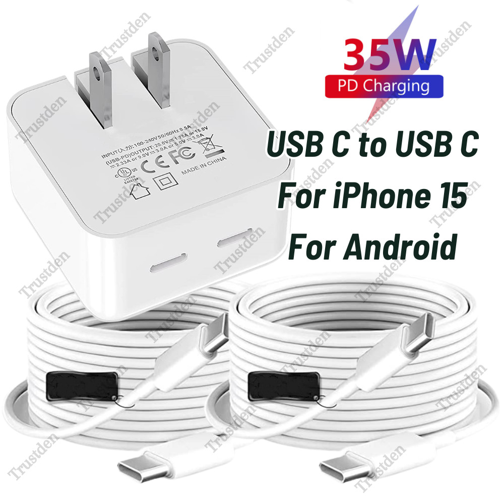 For iPhone 15 Pro Max Plus iPad Samsung 35W USB-C Fast Charger PD Type-C Cable