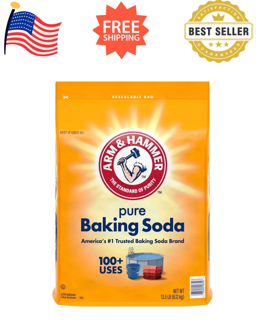 Arm & Hammer Pure Baking Soda , 13.5 lbs Great Price Free Shipping United States