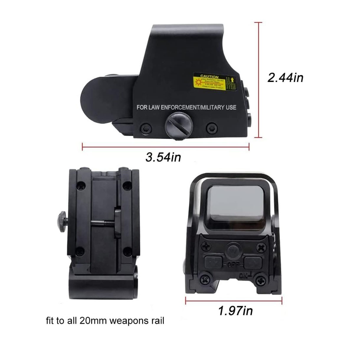 553 Holographic Sight, Red Dot Sight Fits 20mm Rail Mount